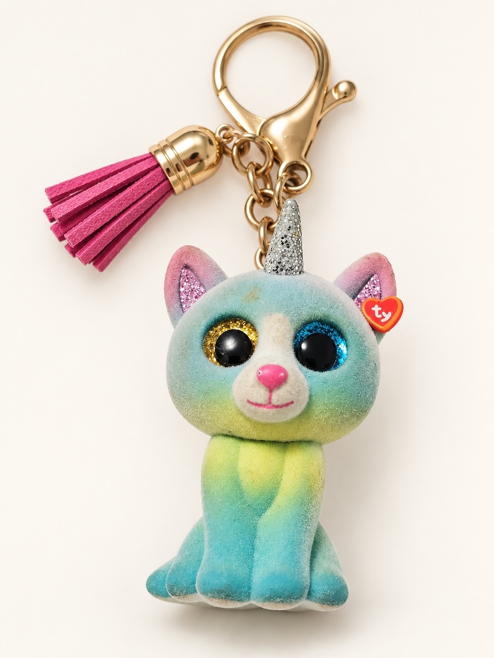 Ty Mini Boo Clip Heather Caticorn Keychain Pastel